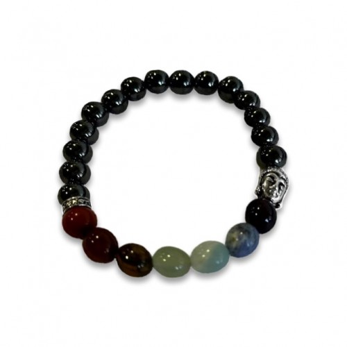 Magnetic Jewellery Bracelet Black & Coloured Beads B7139 (D)