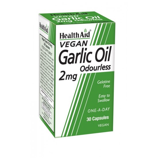 Healthaid Vegan Garlic Oil Odourless 2mg Capsules 30's