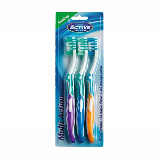Active Toothbrush Multi Action Medium 3pk