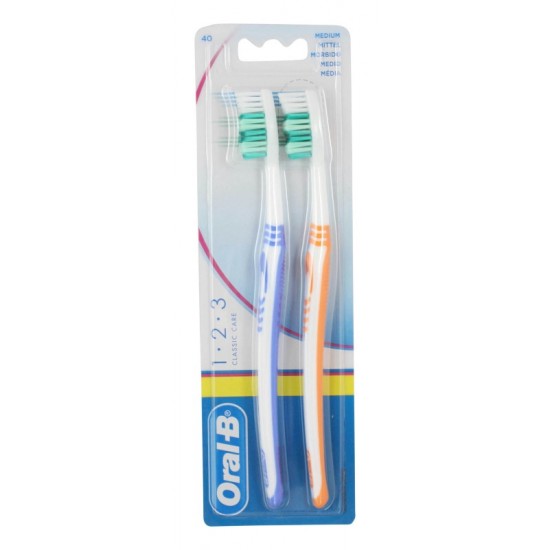 Oral-B 1-2-3 Toothbrush 2pk Medium 