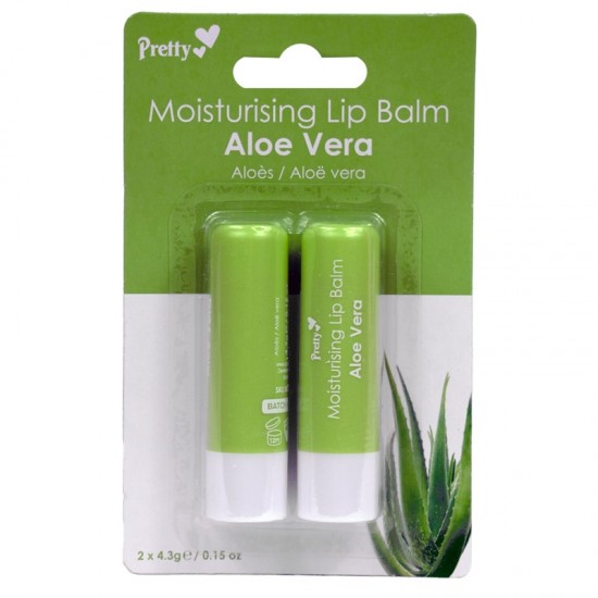 Pretty Moisturising Lip Balm 2pk Aloe Vera