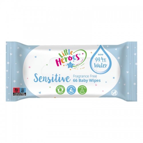 Little Heroes Baby Wipes 66's Fragrance Free Sensitive