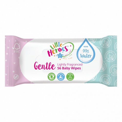 Little Heroes Baby Wipes 56's Lightly Fragranced Gentle Biodegradable - Printed Case (O)