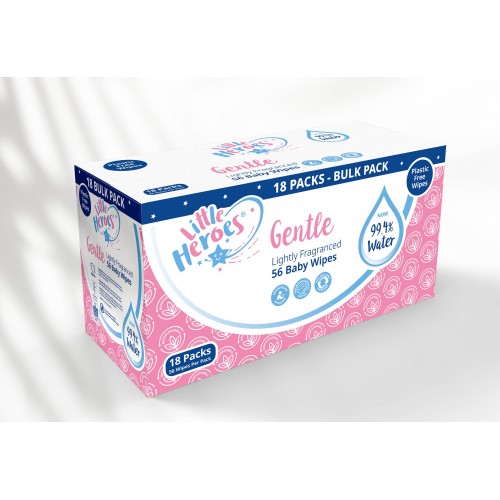Little Heroes Baby Wipes 56's Lightly Fragranced Gentle Biodegradable - Printed Case (O)