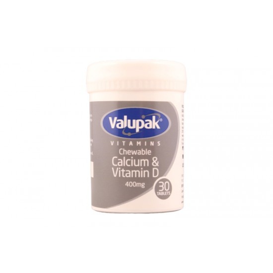 Valupak Vitamins Chewable Calcium & Vitamin D 400mg Tablets 30's