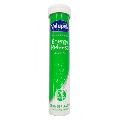 Valupak Effervescent Energy Release Vitamin B + C Tablets 20's