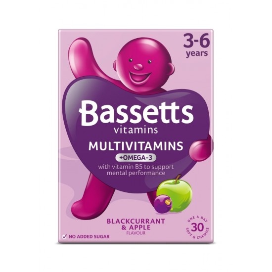 Bassetts Vitamins 30's - 3-6 Years Multivitamins + Omega 3 Blackcurrant & Apple