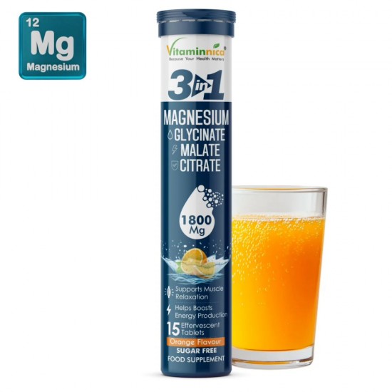 Vitaminnica Magnesium 3 in 1- Orange Effervescent Tabs 15s