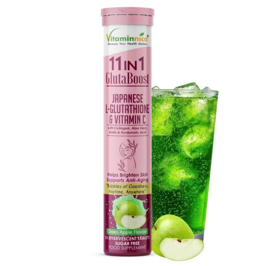 Vitaminnica Gluta Boost 11 in 1- Green Apple Effervescent Tabs 15s