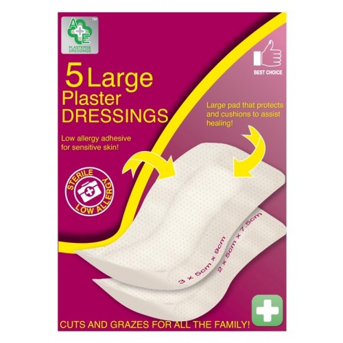A&E Large Plaster Dressings 5's (AE21)