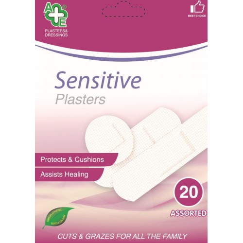 A&E Assorted Plasters 20's Sensitive (AE6)