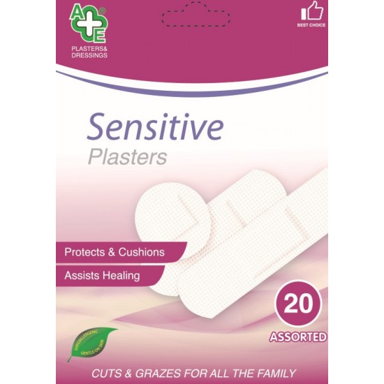 A&E Assorted Plasters 20's Sensitive