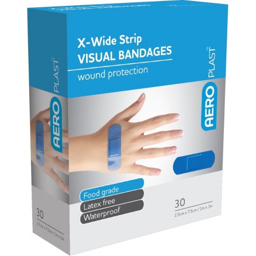 AeroPlast X-Wide Strip Visual Bandages 30's (blue) (D)