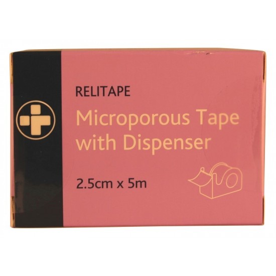 Relitape Microporous Tape with Dispenser 2.5cm x 5mtr
