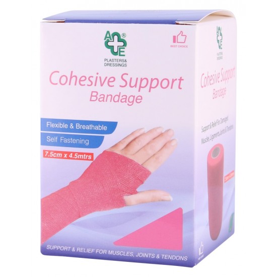 A&E Cohesive Bandage PINK 7.5cm x 4.5mtr