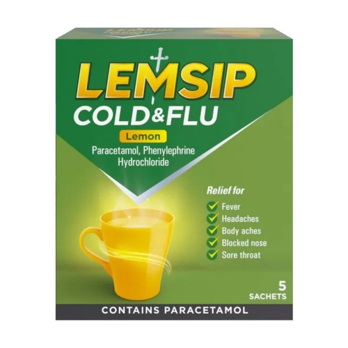 Lemsip Cold & Flu Sachets Lemon 5's [GSL] (D)