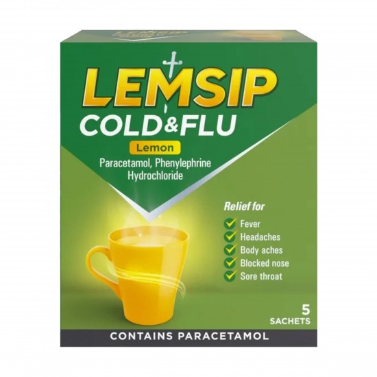 Lemsip Cold & Flu Sachets Lemon 5's [GSL] (D)