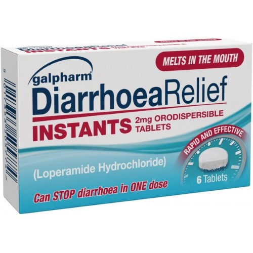 Galpharm Diarrhoea Relief Loperamide 2mg INSTANTS Tablets 6's [GSL]