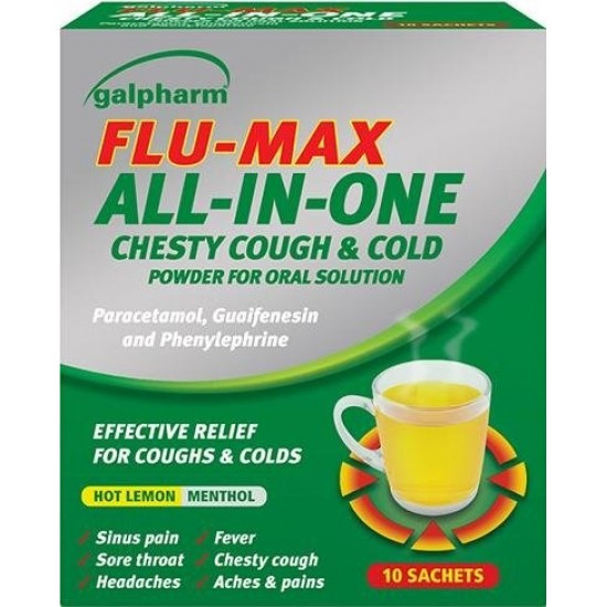 Galpharm FluMax All In One Powder 10 Sachets Cough Cold & Flu