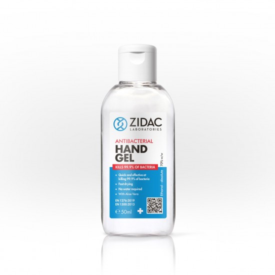 Zidac 70% Alcohol Antibacterial Hand Gel Bottle 50ml
