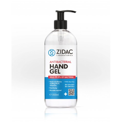 Zidac 70% Alcohol Antibacterial Hand Gel Pump Bottle 500ml