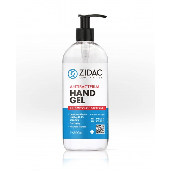 Zidac 70% Alcohol Antibacterial Hand Gel Pump Bottle 500ml