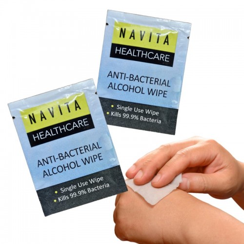 Navita Healthcare Anti-Bacterial Alcohol Wipes (INDIVIDUAL Sachets) (D)