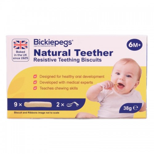 Bickiepegs Natural Teether Resistive Teething Biscuits 38g 9's 6months+