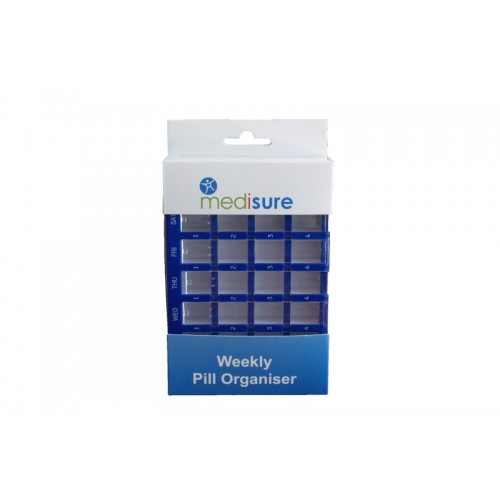 Medisure Weekly Pill Organiser (28 Compartment Slide Cover)