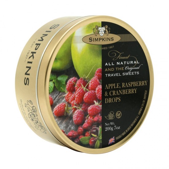 Simpkins Travel Sweets 200g Apple, Raspberry & Cranberry Drops