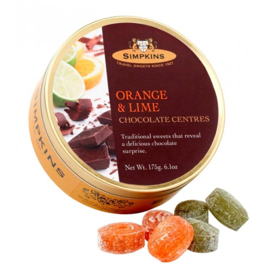 Simpkins Chocolate Centred Travel Sweets 175g Orange & Lime