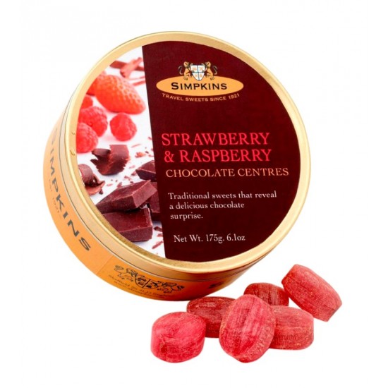 Simpkins Chocolate Centred Travel Sweets 175g Strawberry & Raspberry