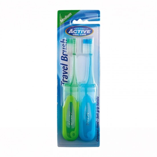 Active Toothbrush Travel Brush Medium 2pk