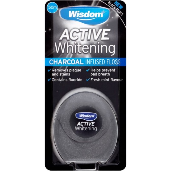 Wisdom Active Whitening Charcoal Infused Floss 50m