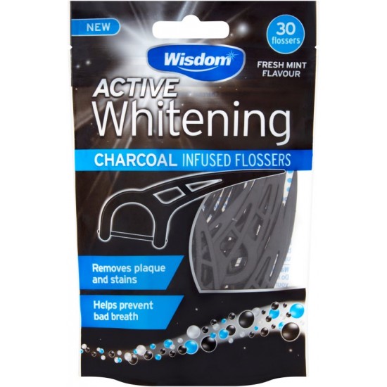 Wisdom Active Whitening Charcoal Floss Harps 30's