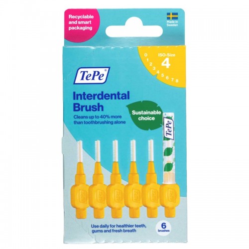 TePe Interdental Brushes Yellow 0.7mm(4)  6's