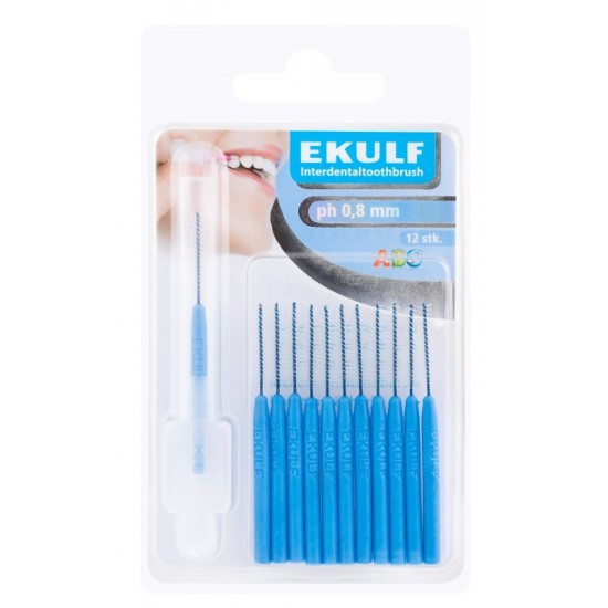 Ekulf Interdental Toothbrushes 0.8mm Blue 12's