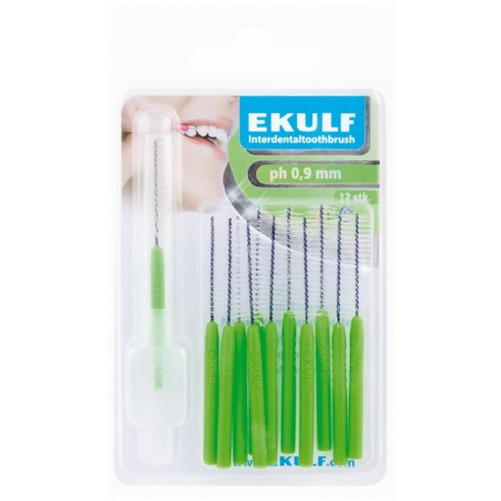 Ekulf Interdental Toothbrushes 0.9mm Green 12's