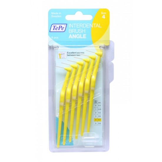 TePe ANGLE Interdental Brushes 6's 0.7mm(4) Yellow