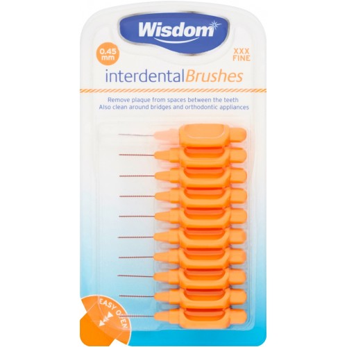 Wisdom Interdental Brushes 10's 0.45mm Orange