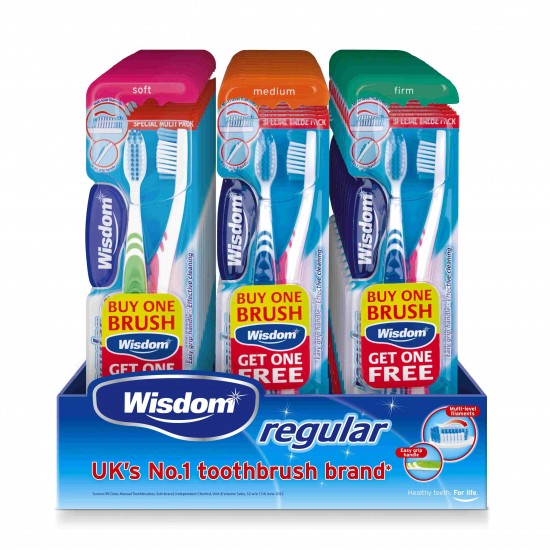 Wisdom Toothbrush CDU Regular Twin Pack