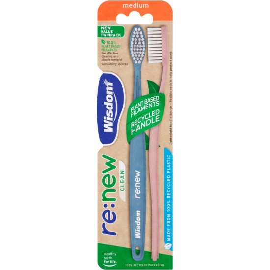 Wisdom re:new Clean Toothbrush Medium 2pk