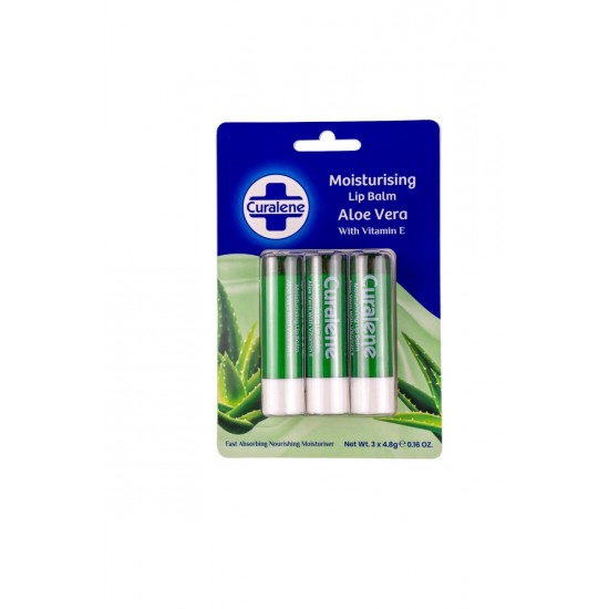 Curalene Moisturising Lip Balm 3pk Aloe Vera (Special Offer)
