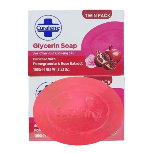 Curalene Glycerin Bar Soap 100g 2pk with Pomegranate & Rose (N)