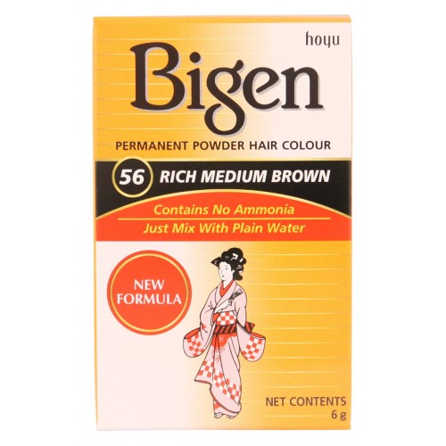 Bigen Permanent Powder Hair Colour 6g 56 Rich Medium Brown