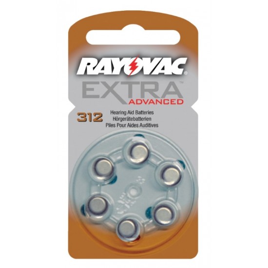 Rayovac Extra Hearing Aid Batteries 6's 312