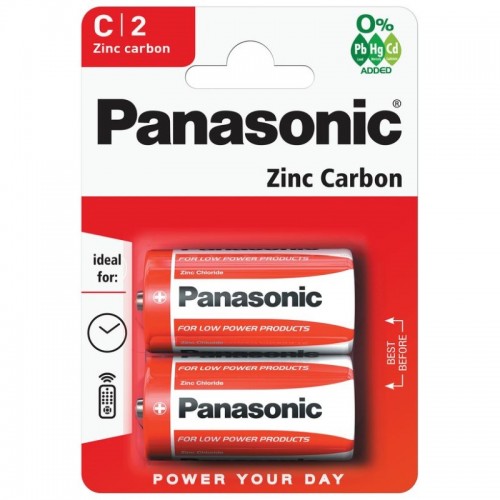 Panasonic Zinc Carbon Batteries C x 2 (red)
