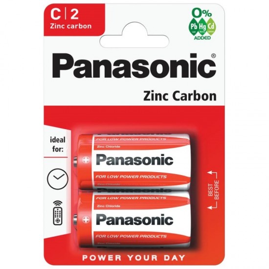 Panasonic Zinc Carbon Batteries C x 2 (red)