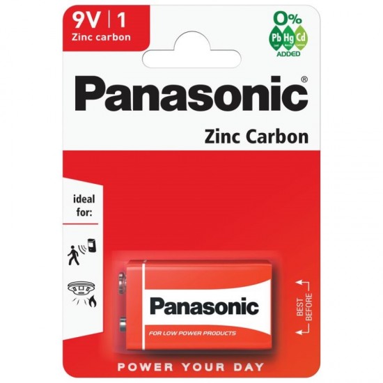 Panasonic Zinc Carbon Batteries 9V x 1 (red)