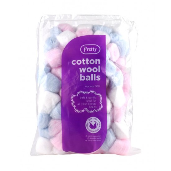 Pretty Cotton Wool Balls Coloured 100's